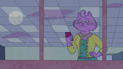 BoJack Horseman still featuring Princess Carolyn at night